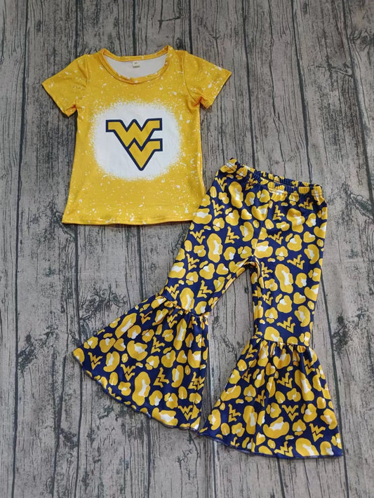 Custom summer teams baby boy clothes team yellow short sleeve pants sets-25.8.26