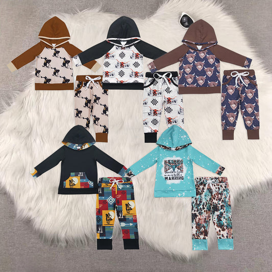 RTS NO MOQ baby boy clothes hooded long sleeve Clothes Sets