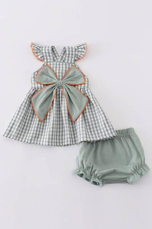 Custom moq 3 eta 7/8week moq 5 eta /4/5week baby girl and boys clothes plaid flying Sleeve briefs Set rompers dress