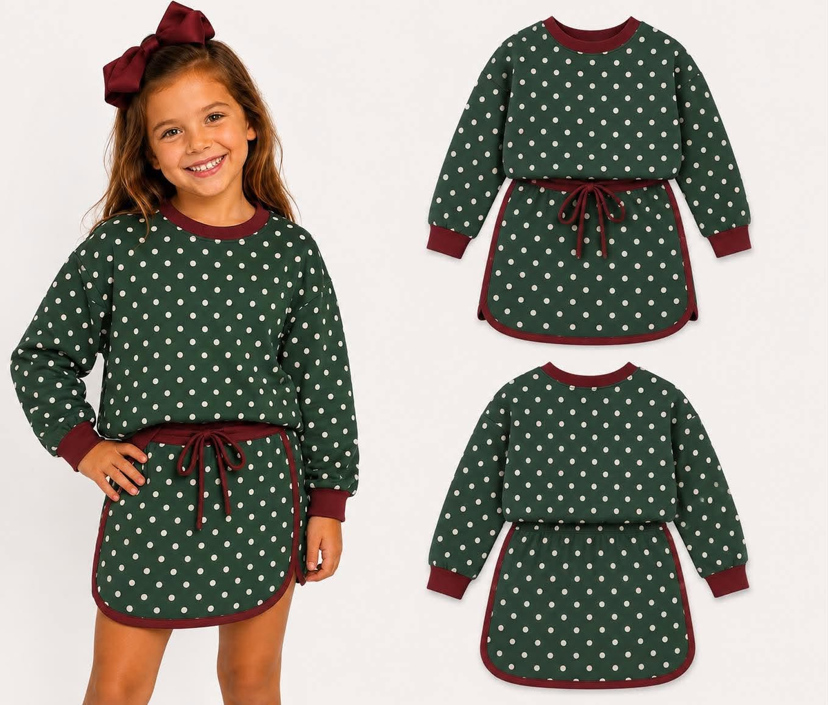custom moq 5 mix size JEBX01 Baby Girls Letter Bow Print Long Sleeve Top Skirt Clothing Set