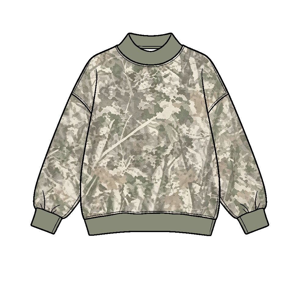custom moq 5 mix size NB010623 Adult Camo Print Long Sleeve Sweatshirt Casual Pullover Top