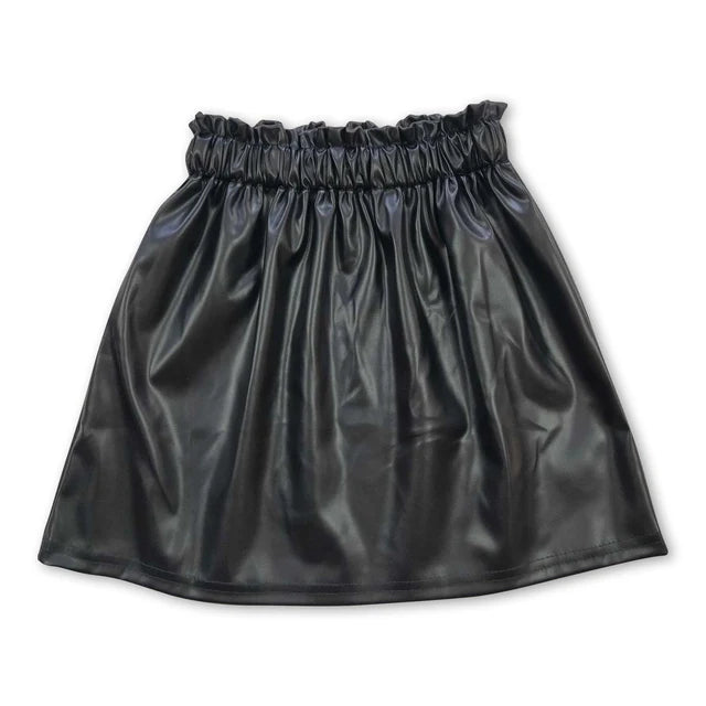 RTS NO MOQ Sibling Baby Girls Leather Skirts