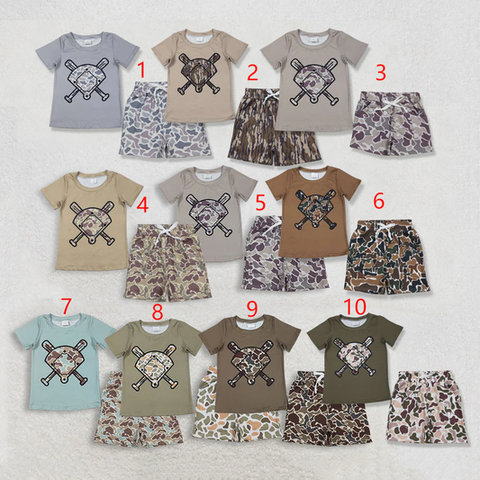 RTS NO MOQ Sibling baby boy clothes Camouflage summer short sleeve shorts sets 5