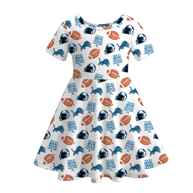 Custom moq 5 each style eta 6-7weeks milk silk baby girls summer team short sleeves dresses 4-25.7.16