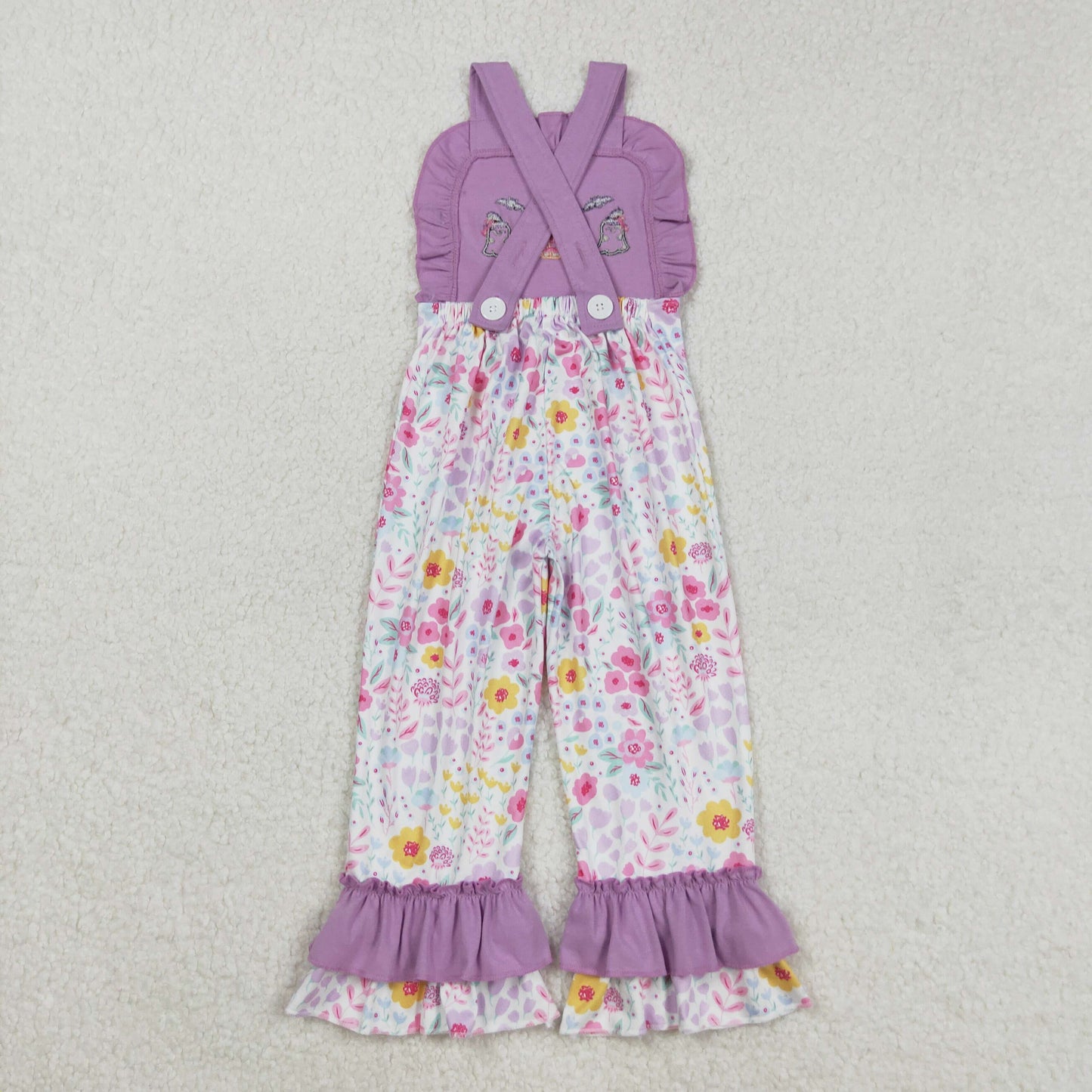 RTS NO MOQ（In Stock）SR3177 Embroidered Halloween ghost pumpkin flower purple lace suspender bodysuit