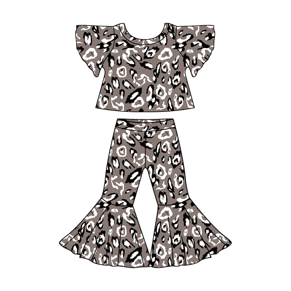 11.9 custom each style moq 5eta 4-6week Sibling Sister leopard baby girls short sleeve pants sets 1 and floral girl short sleeve pants sets 2 match design