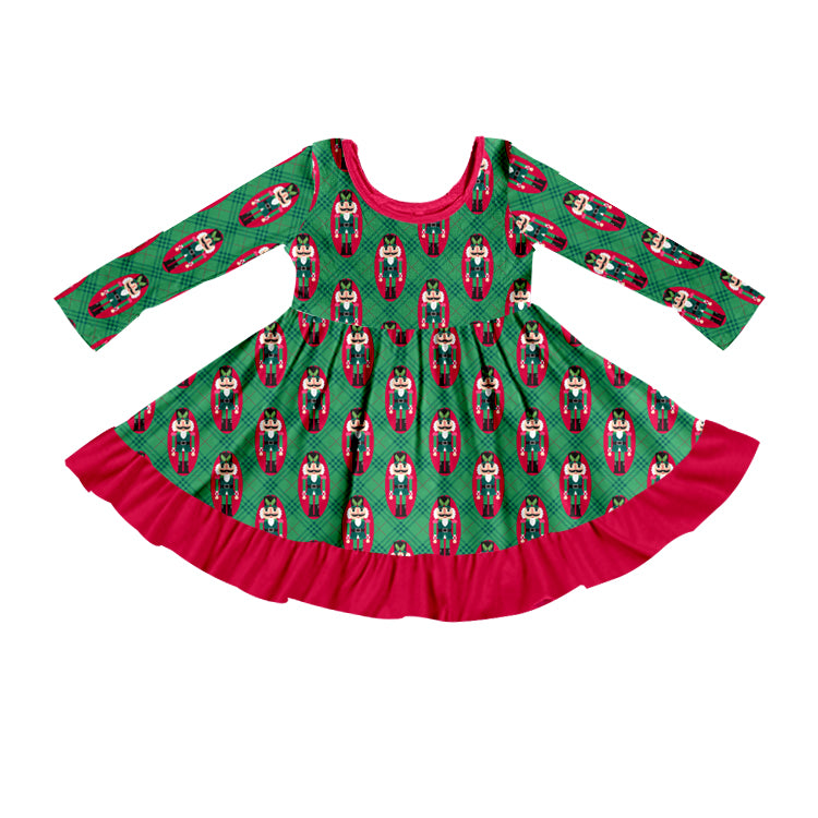 6.7 custom each style moq 5eta 4-6week Sibling Sister Christmas green baby girls pajamas sets and dress and baby romper match family design