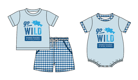 25.11.8 custom each style moq 5 eta 6-8 week Sibling Sister GO WILD baby boy short sleeve shorts sets and boy rompers match family design