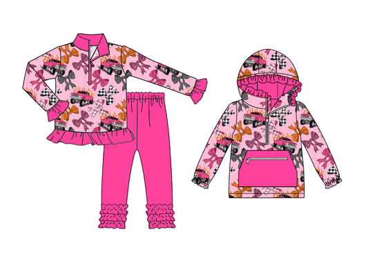 25.7.18 custom each style moq 5eta 4-6week Sibling Sisters bow baby girl long sleeve pants sets and top match family design