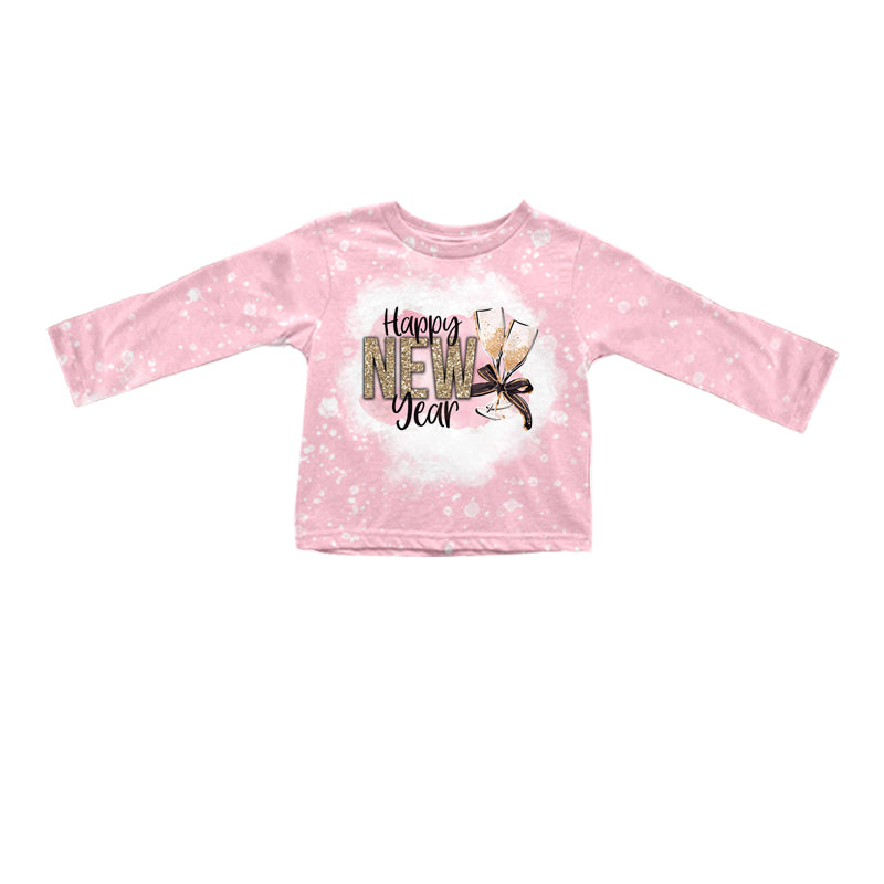 7.22 custom each style moq 5 eta 4-6week baby boys clothes HAPPY NEW YEAR pink long sleeve top