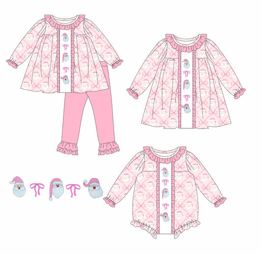25.5.16 custom each style moq 5eta 4-6week Sibling Sisters Christmas bow baby girl long sleeve pants sets and dress and rompers match family design