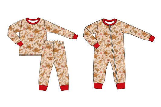 25.6.18 custom each style moq 5eta 4-6week Sibling Sisters Christmas dinosaur baby boy long sleeve pants sets and rompers match family design