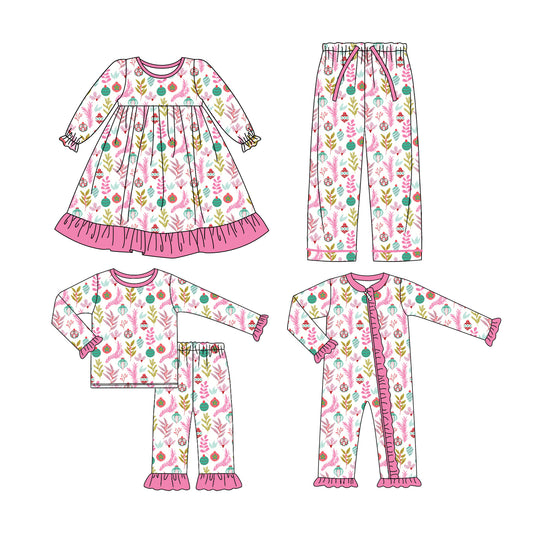 25.6.16 custom each style moq 5eta 4-6week Sibling Sisters Christmas baby girl long sleeve pants sets and romper and dress and adult pants match family design
