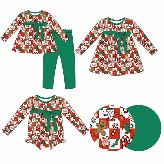 25.6.25 custom each style moq 5eta 4-6week Sibling Sisters Christmas baby girl long sleeve pants sets and dress and rompers match family design
