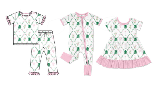 25.10.24 custom each style moq 5 eta 6-8week Sibling Sisters bow floral baby girl short sleeve pants sets and dress and rompers match family design