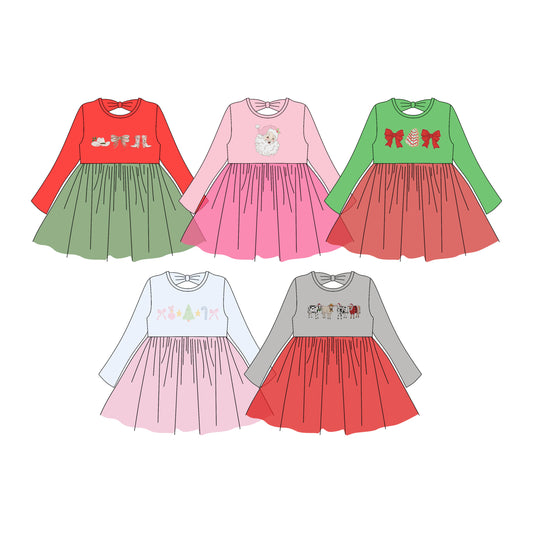 25.6.23 custom each style moq 5eta 4-6week Sibling Sisters baby girl long sleeve dress 1 and dress 5 match family design