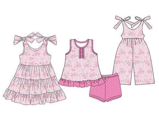 25.5.23 custom each style moq 5eta 4-6week Sibling Sister bow floral baby girl short sleeve shorts sets and dresses and jumpsuit match design