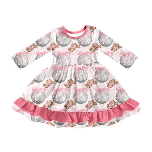 8.7 custom each style moq 5eta 4-6week baby girls clothes pink long sleeve dress