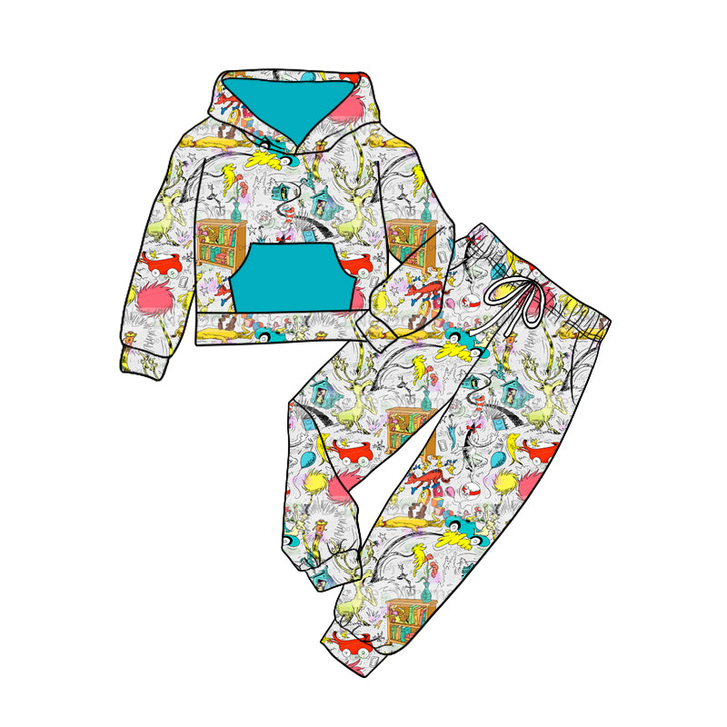 10.11 custom each style moq 5eta 4-6week baby girls clothes hooded long sleeve pants sets
