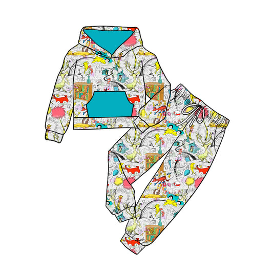 10.11 custom each style moq 5eta 4-6week baby girls clothes hooded long sleeve pants sets