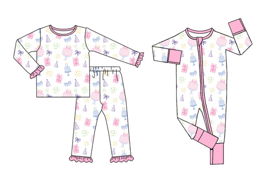 11.29 custom each style moq 5eta 4-6week Sibling BIRTHDAY cake baby girl sets and rompers match family design