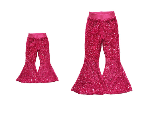 7.4 custom each style moq 5eta 4-6week rose red sequined kids pants and adult pants