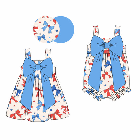 3.5 custom each style moq 5eta 4-6week Sibling Sisters bow baby girl short sleeve dress and rompers match family design
