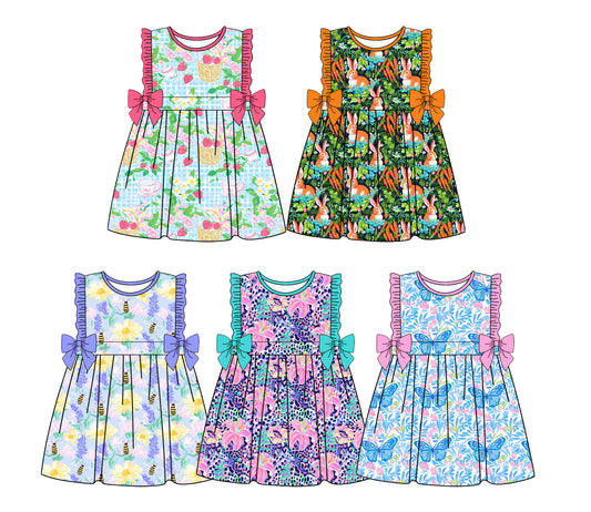25.11.11 custom each style moq 5 eta 6-8week Sibling Sister baby girl short sleeves dress 5 match design