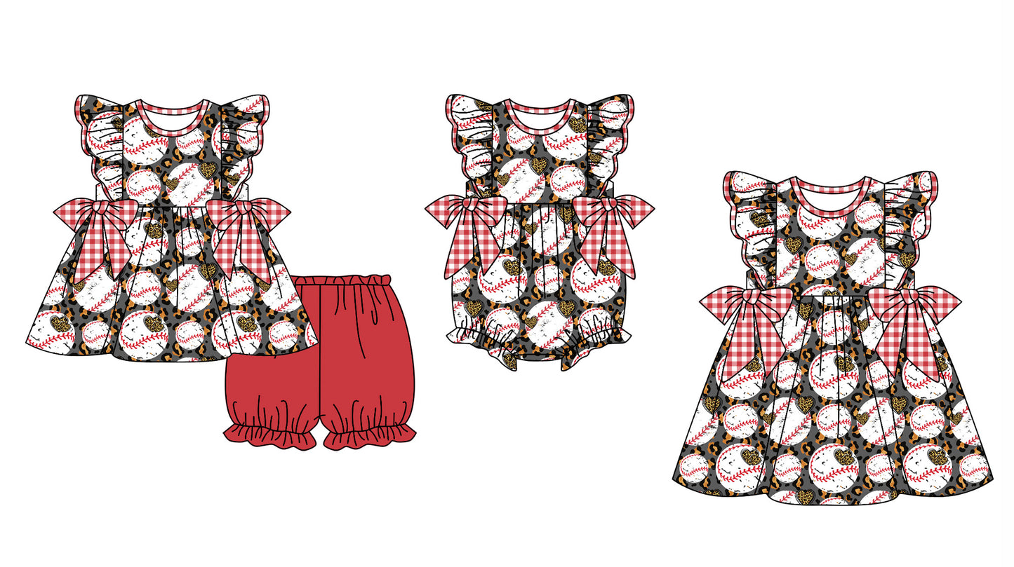 11.30 custom each style moq 5eta 4-6week Sibling Sister baseball baby girl short sleeve shorts sets and dress and rompers match family design