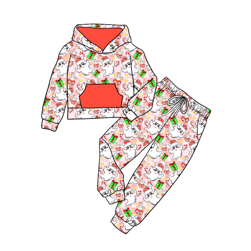 9.4 custom each style moq 5eta 4-6week baby girls clothes Christmas hooded long sleeve pants sets