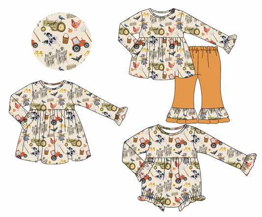25.7.9 custom each style moq 5eta 4-6week Sibling Sisters animal baby girl long sleeve pants sets and dress and rompers match family design