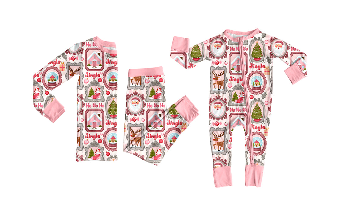 25.8.2 custom each style moq 5eta 4-6week Sibling Sister Christmas trees baby girl long sleeve pants sets and rompers match family design