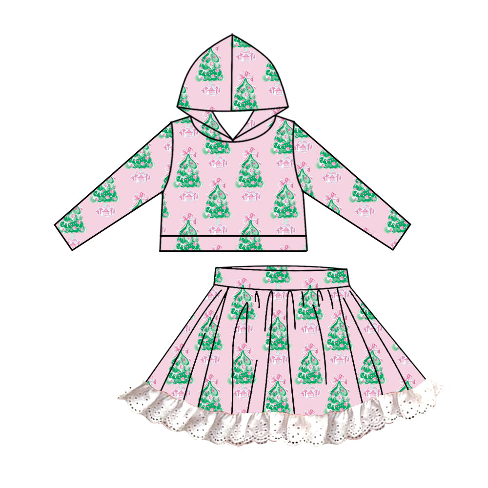6.28 custom each style moq 5eta 4-6week baby girls clothes Christmas trees hooded long sleeve girls dress