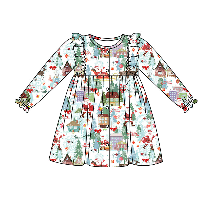 8.30 custom each style moq 5eta 4-6week baby girls clothes Christmas long sleeve dress