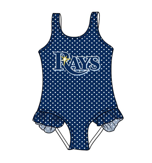 Custom moq 5 mix size milk silk summer teams Blue Baby Girl Sleeveless Polka Dot Lace Onesie Swimsuit Cute Summer Beachwear for Little Girls