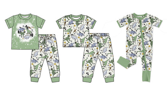 11.21 custom each style moq 5eta 4-6week Sibling Sister dinosaur baby girl sets and sets 2 and rompers match family design