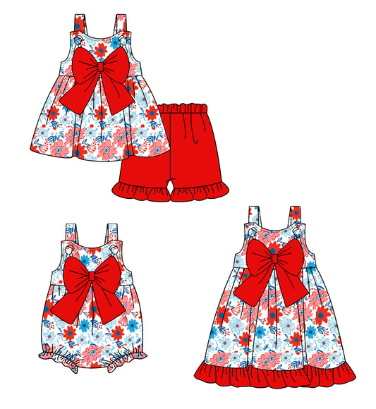 25.12.27 custom each style moq 5 eta 6-8week Sibling Sister baby short sleeve shorts sets and romper and dress match design