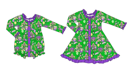 25.9.11 custom each style moq 5eta 4-6week Sibling Sisters baby girl long sleeve dress and rompers match family design
