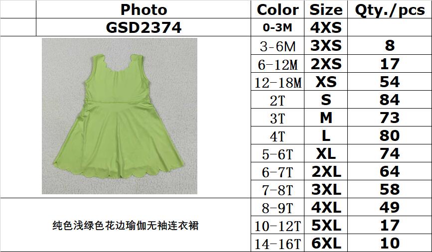 RTS NO MOQ GSD2374 Solid light green lace yoga sleeveless dress