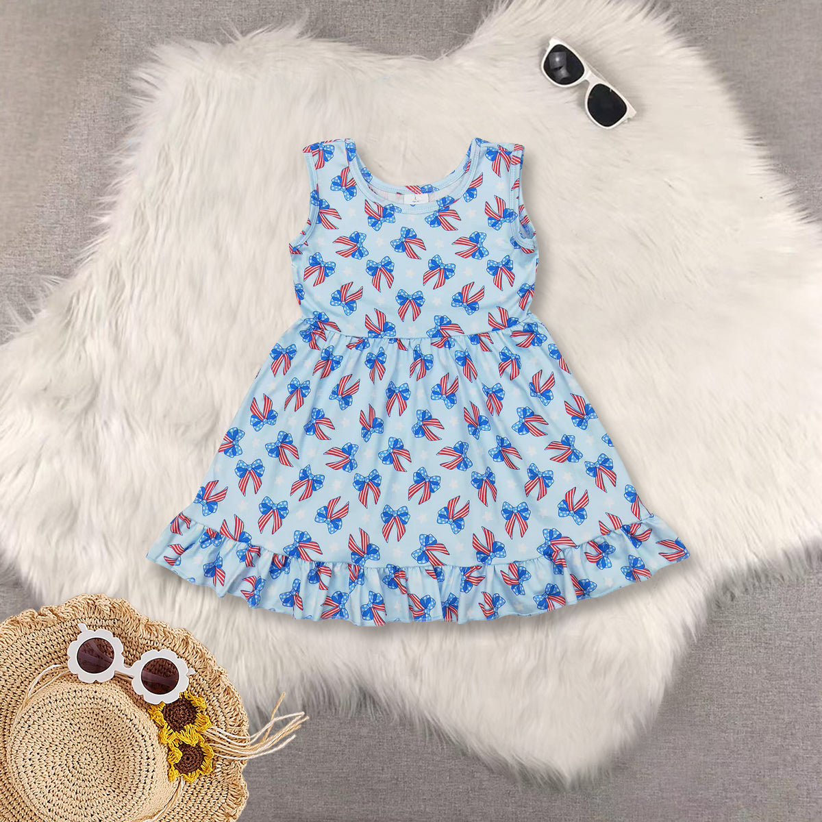 RTS baby girls clothes 4th of july short Sleeve dress