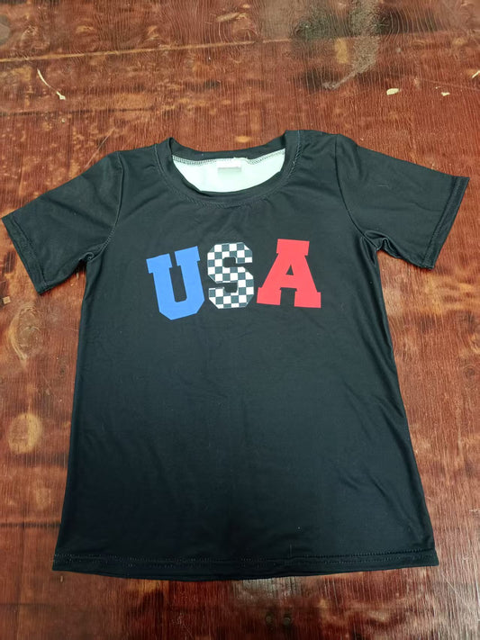 Custom moq 3 eta 6-7weeks baby boys clothes USA black short sleeve shirt