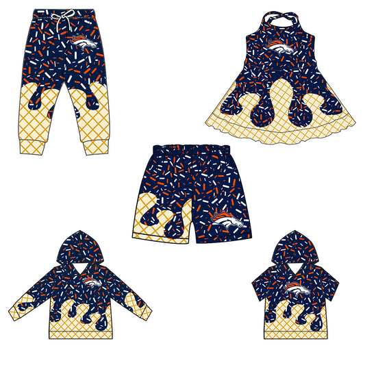 Custom moq 5 mix size milk silk baby girls clothes team blue hooded long sleeve tops and short sleeve top and dress and pants and shorts-25.6.28