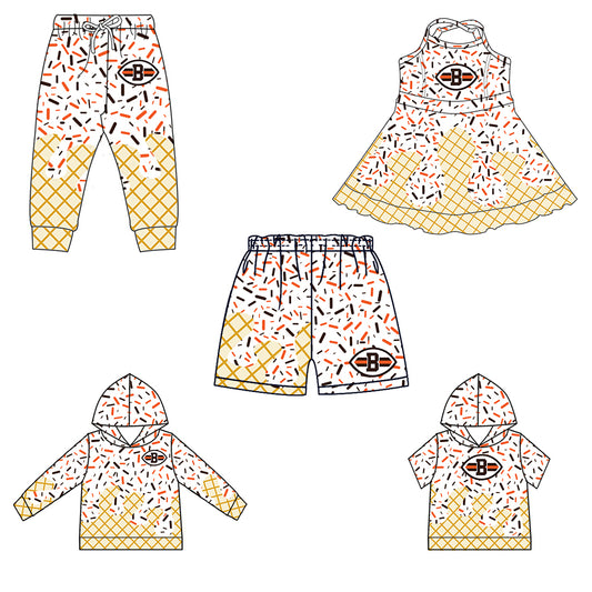 Custom summer teams baby girls clothes team white hooded long sleeve tops and short sleeve top and dress and pants and shorts-25.6.19