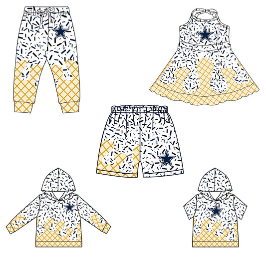Custom summer teams baby girls clothes team white hooded long sleeve tops and short sleeve top and dress and pants and shorts-25.6.18