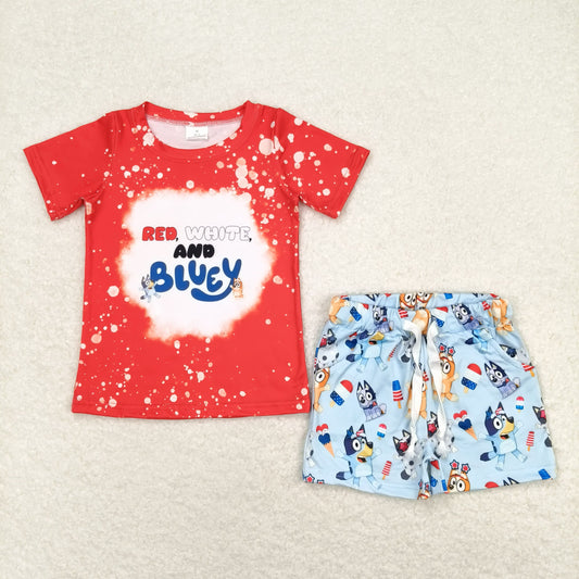 RTS NO MOQ（In Stock) BSSO0516 red white bluey red short sleeve popsicle blue