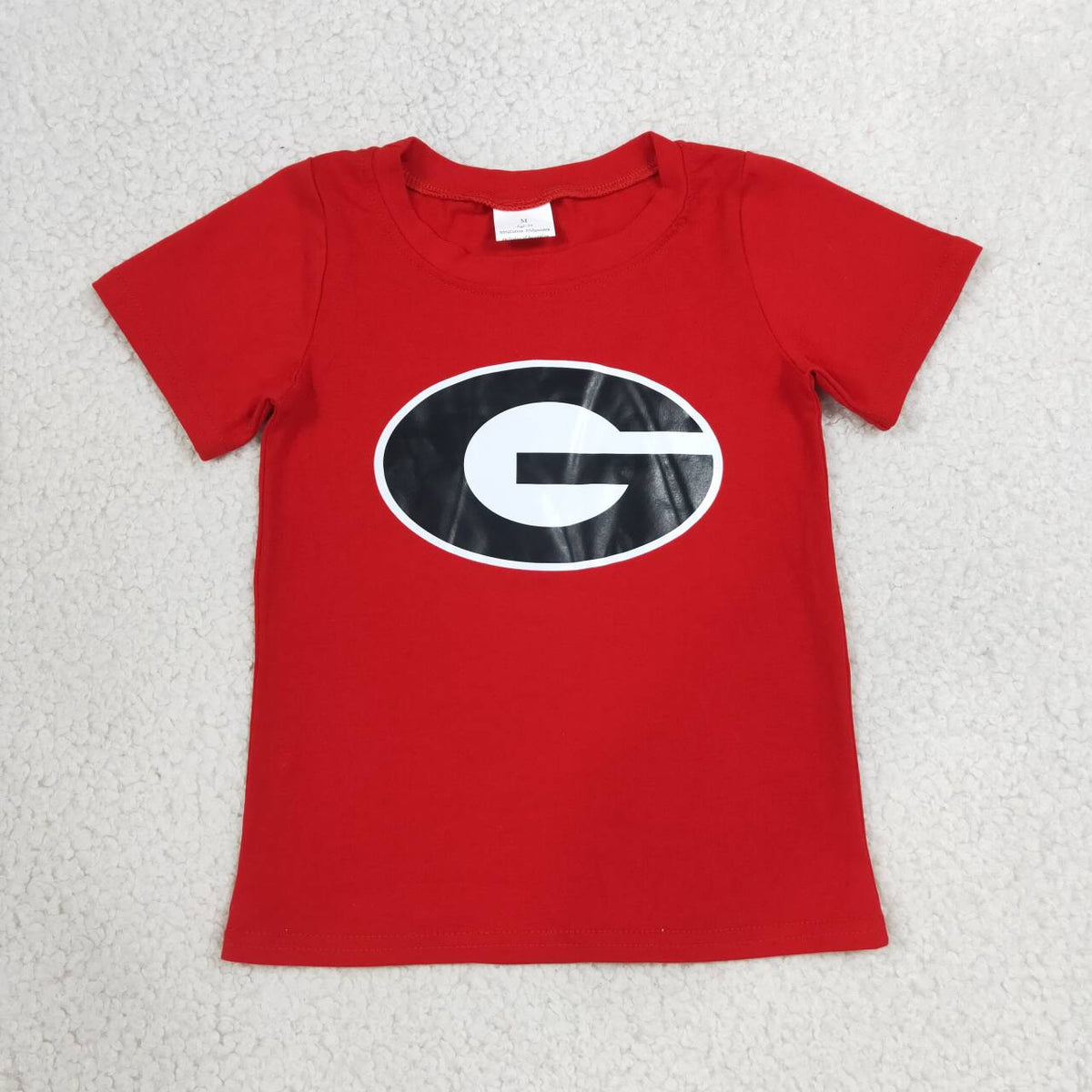 NEW RTS NO MOQ milk silk BT1886 Baby Boys Team Printed Red Short Sleeve T Shirt