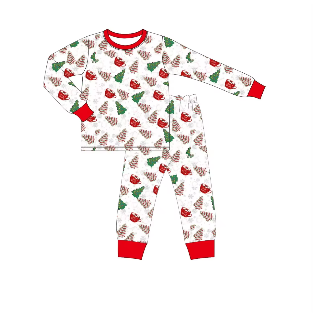 Custom moq 3 eta 6-8 weeks Snowflake Christmas Tree Long Sleeve Suit