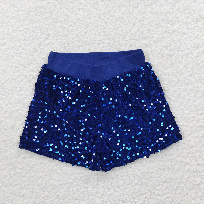 RTS sequin shorts Baby Girls Red Blue Sibling Sister Sequin Summer Shorts
