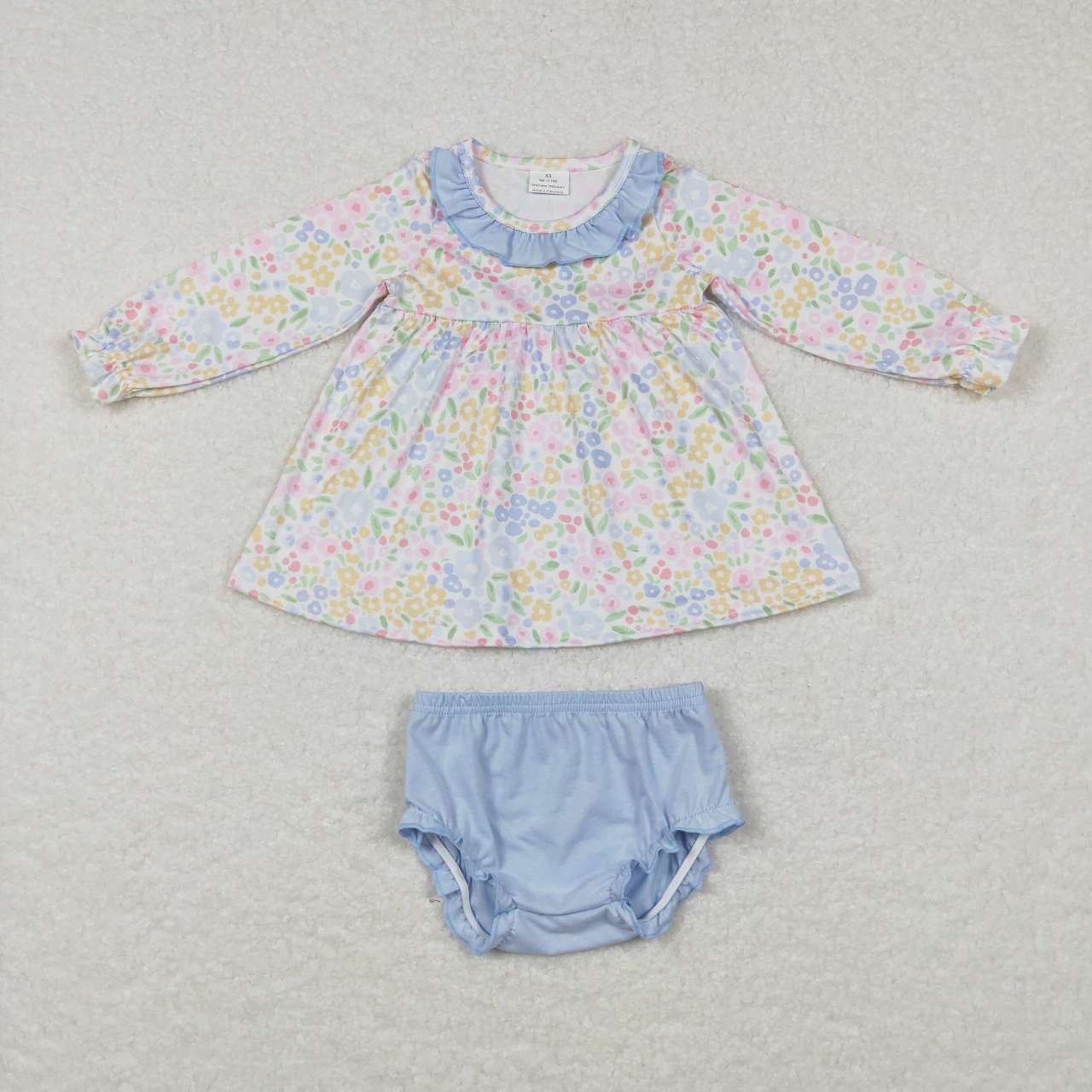 GBO0193 Colorful floral blue lace long-sleeved briefs suit