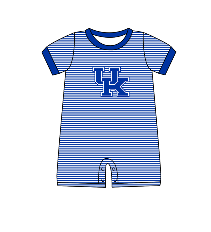Custom moq 5 mix size milk silk summer teams Baby Boys And Girls Blue Short-Sleeved Shirt And Shorts Set Matching Striped Rompers Outfit Set